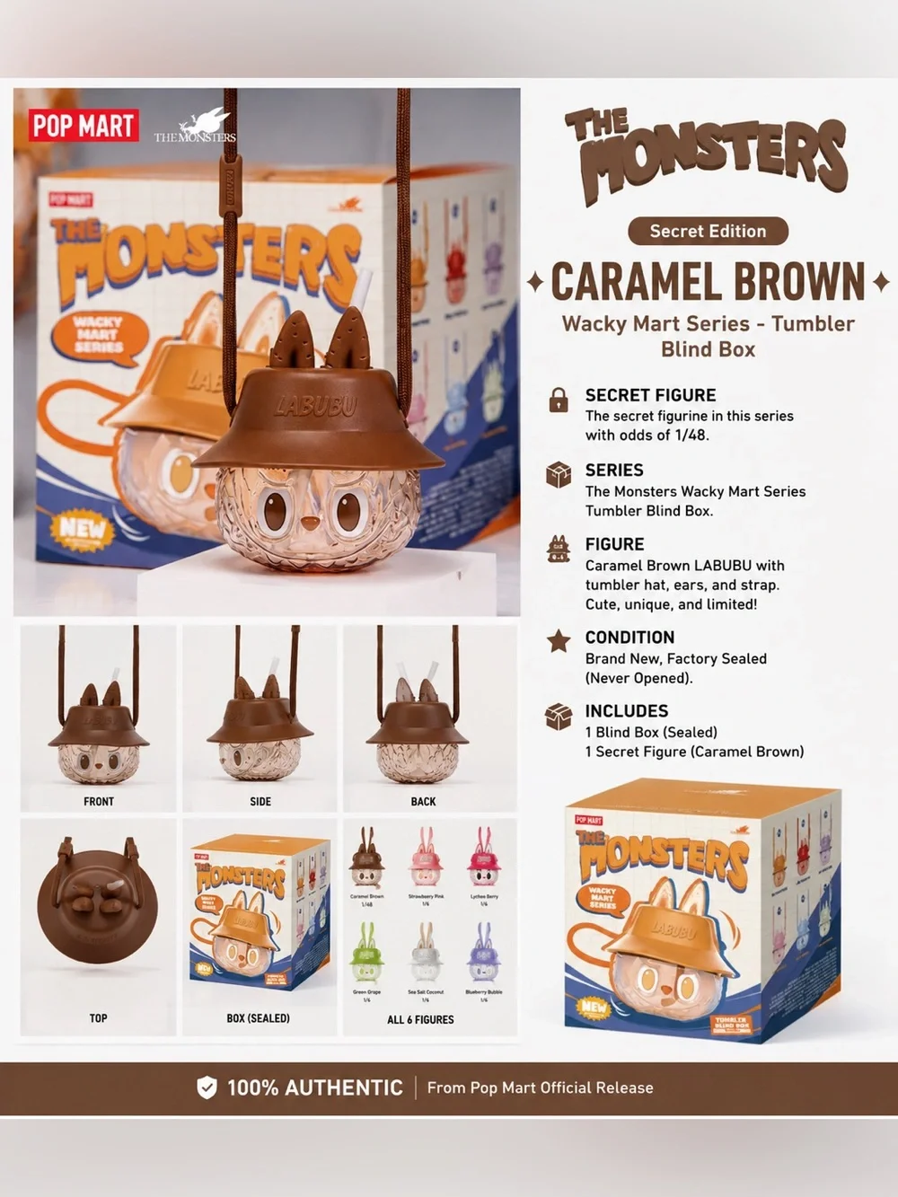 POP MART LABUBU Wacky Mart Tumbler Secret Edition Caramel Brown
